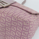 FENDI Zucchino Canvas Mamma Baguette Shoulder Bag Pink Silver Auth ka3366V-16