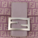 FENDI Zucchino Canvas Mamma Baguette Shoulder Bag Pink Silver Auth ka3366V-17