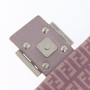 FENDI Zucchino Canvas Mamma Baguette Shoulder Bag Pink Silver Auth ka3366V-19