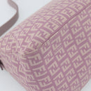 FENDI Zucchino Canvas Mamma Baguette Shoulder Bag Pink Silver Auth ka3366V-19