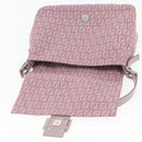 FENDI Zucchino Canvas Mamma Baguette Shoulder Bag Pink Silver Auth ka3366V-20