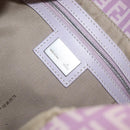 FENDI Zucchino Canvas Mamma Baguette Shoulder Bag Pink Silver Auth ka3366V-21