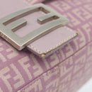 FENDI Zucchino Canvas Mamma Baguette Shoulder Bag Pink Silver Auth ka3366V-21