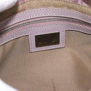 FENDI Zucchino Canvas Mamma Baguette Shoulder Bag Pink Silver Auth ka3366V-10