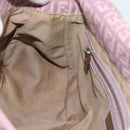 FENDI Zucchino Canvas Mamma Baguette Shoulder Bag Pink Silver Auth ka3366V-24