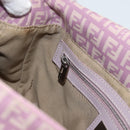 FENDI Zucchino Canvas Mamma Baguette Shoulder Bag Pink Silver Auth ka3366V-25