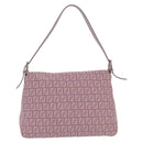 FENDI Zucchino Canvas Mamma Baguette Shoulder Bag Pink Silver Auth ka3366V-2