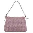 FENDI Zucchino Canvas Mamma Baguette Shoulder Bag Pink Silver Auth ka3366V-2