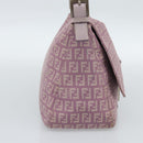 FENDI Zucchino Canvas Mamma Baguette Shoulder Bag Pink Silver Auth ka3366V-3