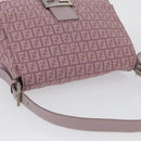 FENDI Zucchino Canvas Mamma Baguette Shoulder Bag Pink Silver Auth ka3366V-6