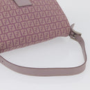 FENDI Zucchino Canvas Mamma Baguette Shoulder Bag Pink Silver Auth ka3366V-7