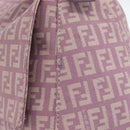 FENDI Zucchino Canvas Mamma Baguette Shoulder Bag Pink Silver Auth ka3366V-7