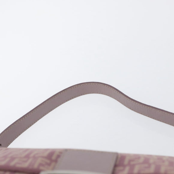 FENDI Zucchino Canvas Mamma Baguette Shoulder Bag Pink Silver Auth ka3366V