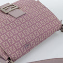FENDI Zucchino Canvas Mamma Baguette Shoulder Bag Pink Silver Auth ka3366V-8