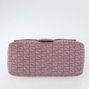 FENDI Zucchino Canvas Mamma Baguette Shoulder Bag Pink Silver Auth ka3366V-5