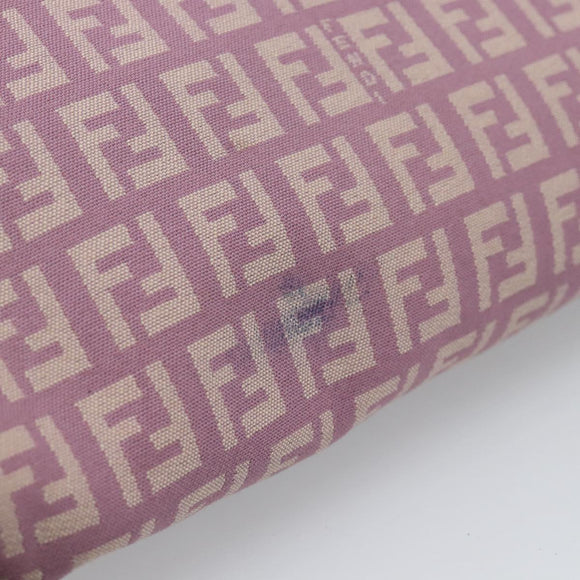FENDI Zucchino Canvas Mamma Baguette Shoulder Bag Pink Silver Auth ka3366V