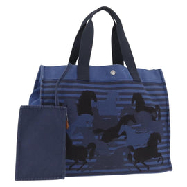 HERMES Chouveau En Tote Bag Canvas Blue Auth ka3369A