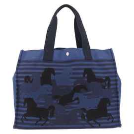 HERMES Chouveau En Tote Bag Canvas Blue Auth ka3369A - 0