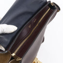 CELINE Trapeze Hand Bag Leather 2way Brown Black gold Auth ka337-10