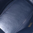 CELINE Trapeze Hand Bag Leather 2way Brown Black gold Auth ka337-12