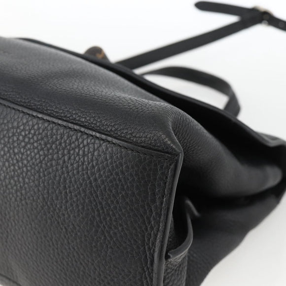 GUCCI Bamboo Hand Bag Leather 2way Black Silver 392013 Auth ka3371