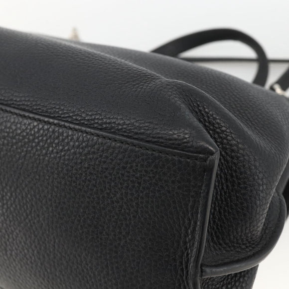 GUCCI Bamboo Hand Bag Leather 2way Black Silver 392013 Auth ka3371