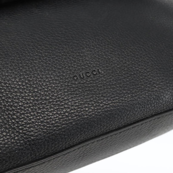 GUCCI Bamboo Hand Bag Leather 2way Black Silver 392013 Auth ka3371