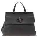 GUCCI Bamboo Hand Bag Leather 2way Black Silver 392013 Auth ka3371-13