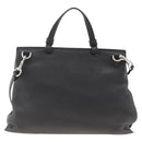 GUCCI Bamboo Hand Bag Leather 2way Black Silver 392013 Auth ka3371-2