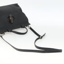 GUCCI Bamboo Hand Bag Leather 2way Black Silver 392013 Auth ka3371-8