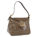 FENDI Zucchino Canvas Mamma Baguette Shoulder Bag Beige Gold Auth ka3373V-1
