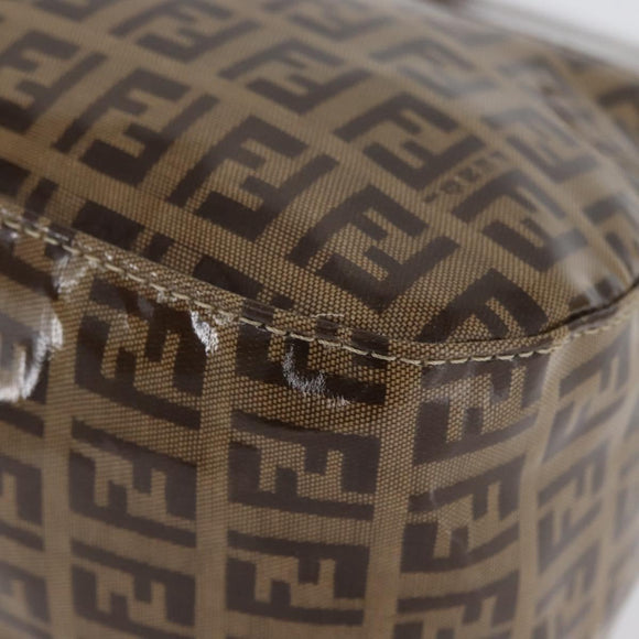 FENDI Zucchino Canvas Mamma Baguette Shoulder Bag Beige Gold Auth ka3373V