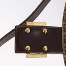 FENDI Zucchino Canvas Mamma Baguette Shoulder Bag Beige Gold Auth ka3373V-20
