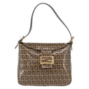 FENDI Zucchino Canvas Mamma Baguette Shoulder Bag Beige Gold Auth ka3373V-13
