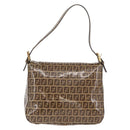 FENDI Zucchino Canvas Mamma Baguette Shoulder Bag Beige Gold Auth ka3373V-2
