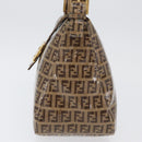FENDI Zucchino Canvas Mamma Baguette Shoulder Bag Beige Gold Auth ka3373V-3