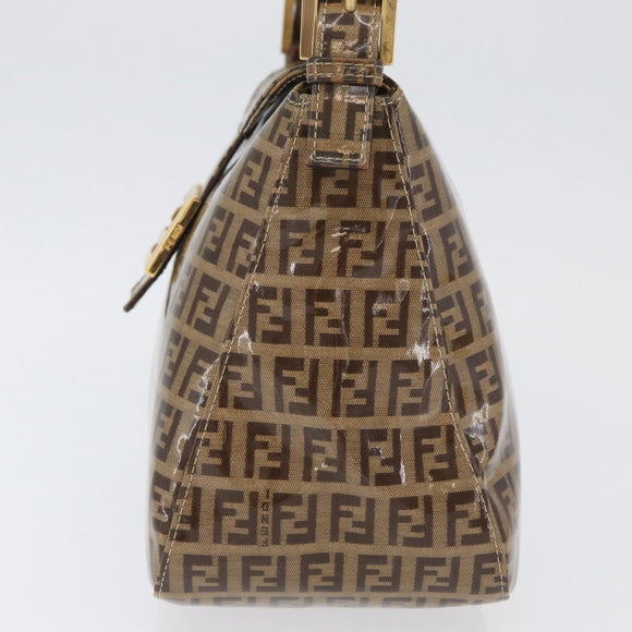 FENDI Zucchino Canvas Mamma Baguette Shoulder Bag Beige Gold Auth ka3373V