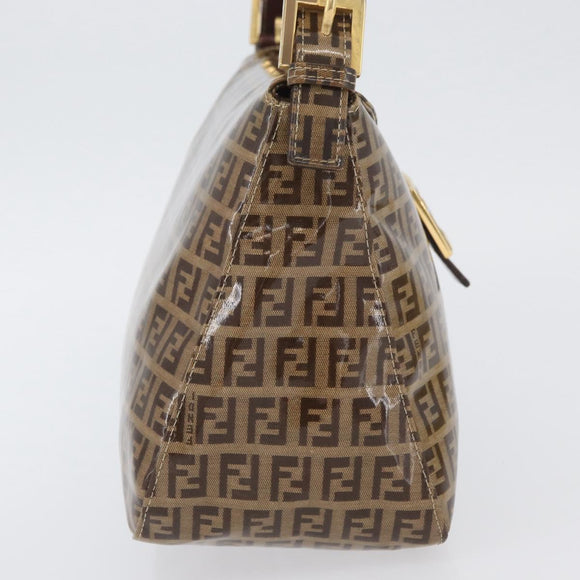 FENDI Zucchino Canvas Mamma Baguette Shoulder Bag Beige Gold Auth ka3373V
