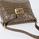 FENDI Zucchino Canvas Mamma Baguette Shoulder Bag Beige Gold Auth ka3373V-6