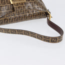 FENDI Zucchino Canvas Mamma Baguette Shoulder Bag Beige Gold Auth ka3373V-7