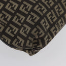 FENDI Zucchino Canvas Shoulder Bag Brown Silver Auth ka3374-14