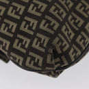 FENDI Zucchino Canvas Shoulder Bag Brown Silver Auth ka3374-16