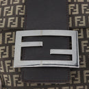 FENDI Zucchino Canvas Shoulder Bag Brown Silver Auth ka3374-18