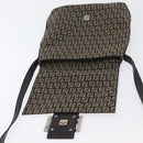FENDI Zucchino Canvas Shoulder Bag Brown Silver Auth ka3374-19