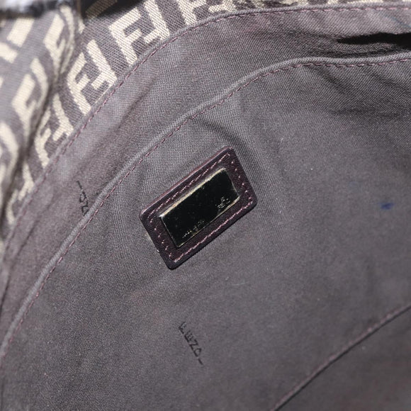 FENDI Zucchino Canvas Umhängetasche Braun Silber Auth ka3374
