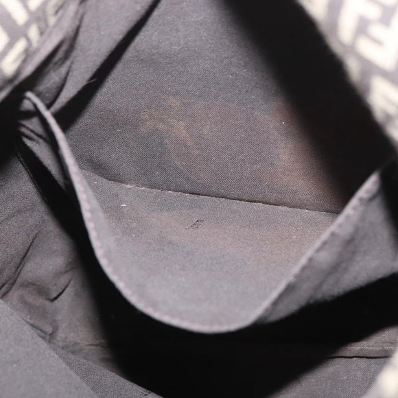 FENDI Zucchino Canvas Umhängetasche Braun Silber Auth ka3374