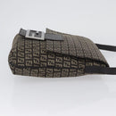 FENDI Zucchino Canvas Shoulder Bag Brown Silver Auth ka3374-3