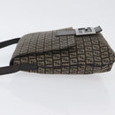 FENDI Zucchino Canvas Shoulder Bag Brown Silver Auth ka3374-4