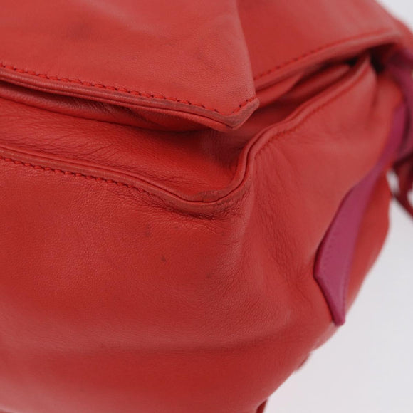 LOEWE Anagram Purse Shoulder Bag Leather Orange Gold Auth ka3378A