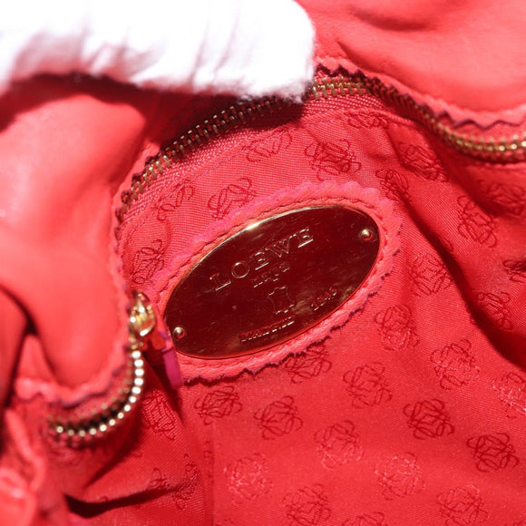 LOEWE Anagram Purse Shoulder Bag Leather Orange Gold Auth ka3378A